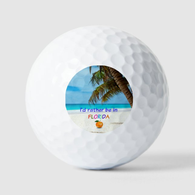 Balles De Golf Je préfère être en Floride, palmiers et oranges, (Recto)