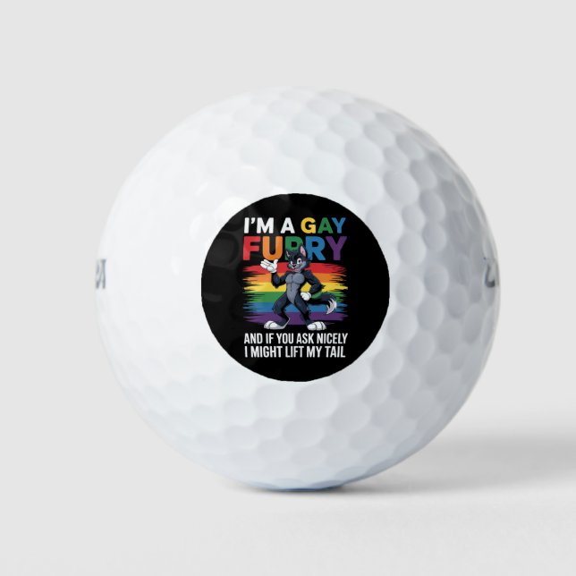 Balles De Golf Je suis un renard arc-en-ciel gay furry loup Mois  (Devant)