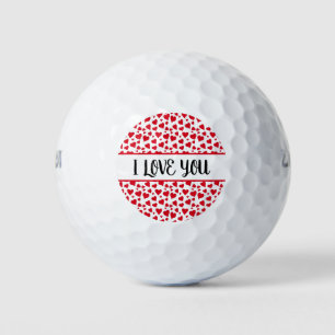 Balles De Golf Je t'aime les coeurs rouges