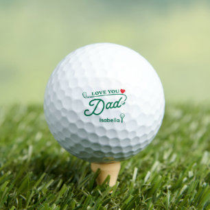 Balles De Golf Je t'aime Papa Typographie verte Fête des Pères
