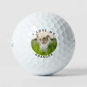 Balles De Golf Je t'aime Photo de petit-enfant et grand-père Titl