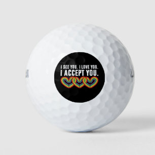 Balles De Golf Je te vois, je t'aime, je t'accepte, arc-en-ciel L