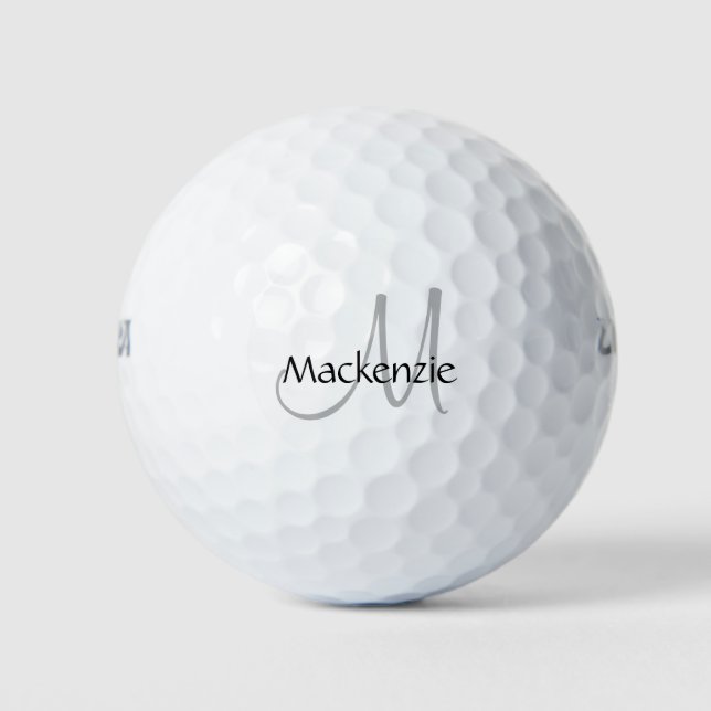 Balles De Golf Jeu classique | Nom du monogramme Script Chic Init (Devant)