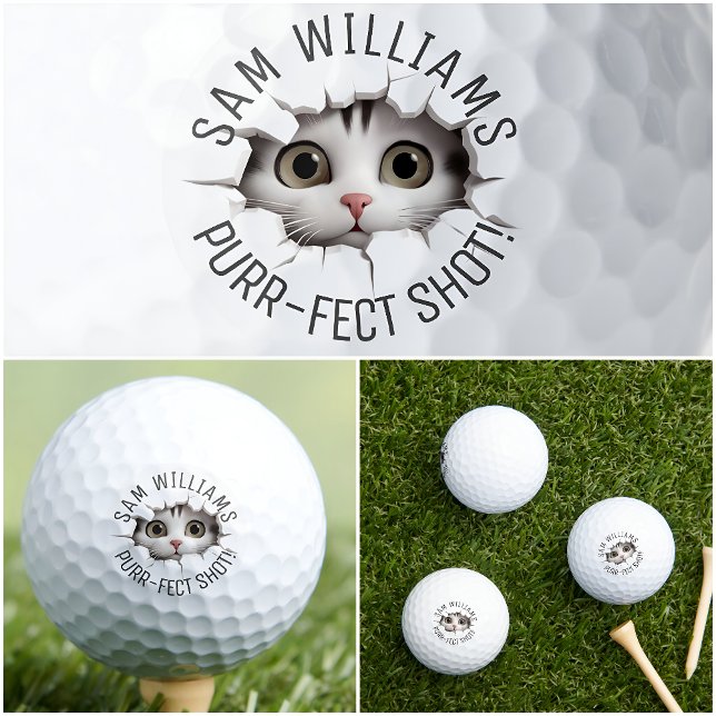 Balles De Golf Jeu de mots drôle & Nom, Chat mignon, Pour lui, el (Créateur téléchargé)