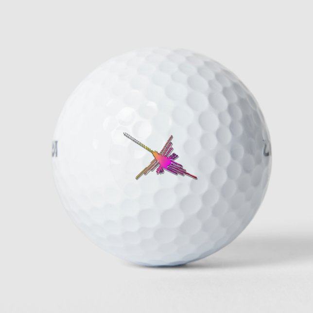 Balles De Golf Jeu Vidéo 8 bits Retro Lignes Nazca Colibri (Devant)