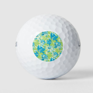 Balles De Golf Joli bleu vert transparent lièvre floral