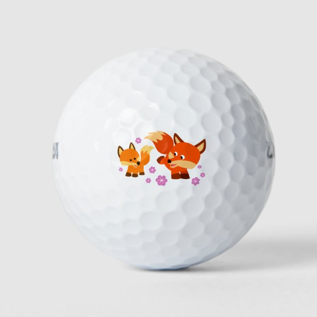 Balles De Golf Joli Dessin Cartoon Foxes Golf Ball (Devant)