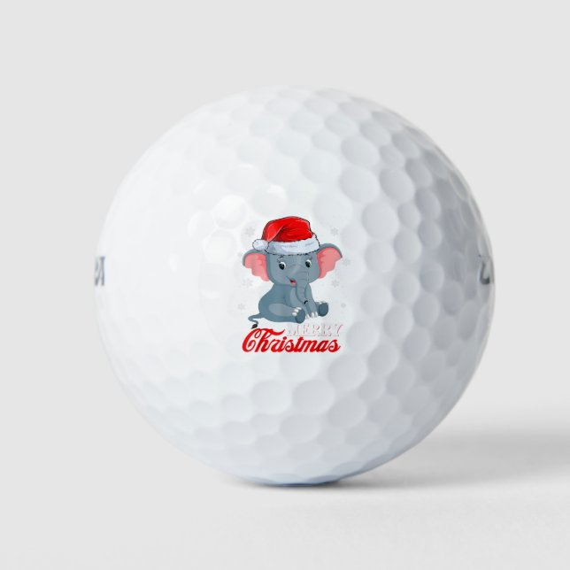Balles De Golf Joli Eléphant Jeu de Noël Lumières Santa Hat Eléph (Devant)