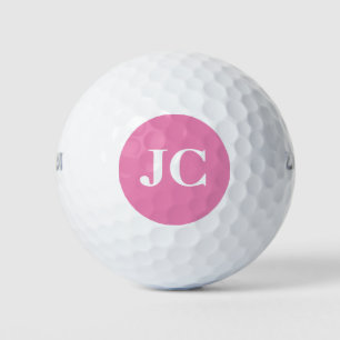 Balles De Golf Joli Monogramme blanc rose moderne Initiales