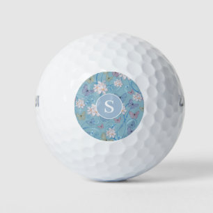 Balles De Golf Joli papillon bleu monogramme floral