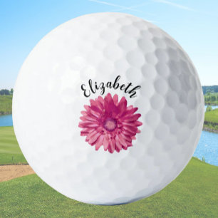 Balles De Golf Jolie fleur marguerite rose nom personnalisé dames