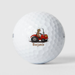 Balles De Golf Jolie vache heureuse conduisant un dessin animé de