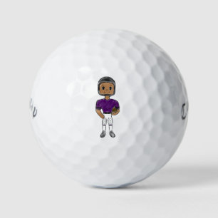 Balles De Golf joueur de football vintage rétro violet noir simpl