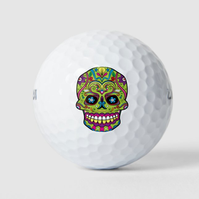 Balles De Golf Jour du crâne vert mort (Devant)