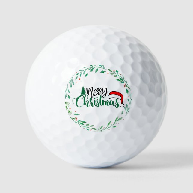 Balles De Golf Joyeuse couronne de Noël avec Noël chapeau X Noël (Recto)