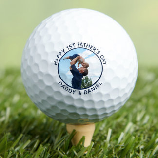 Balles De Golf Joyeuse Fête des Premiers Pères Photo & Texte Pers
