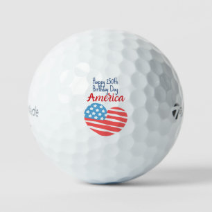 Balles De Golf Joyeux 250e anniversaire Amérique, Drapeau Cœur 17
