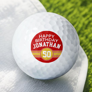 Balles De Golf Joyeux Anniversaire Sports Stripes avec Age Gold R