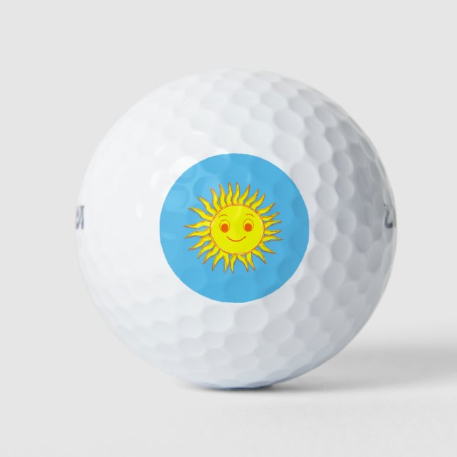 Balles De Golf Joyeux dessin de face de soleil (Devant)