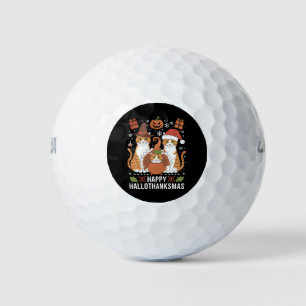 Balles De Golf Joyeux Hallothanksmas Chats Halloween Noël