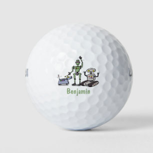 Balles De Golf Joyeux joli dessin de trois robots trio