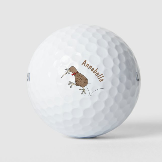 Balles De Golf Joyeux kiwi de saut avec dessin de cravate arc (Devant)