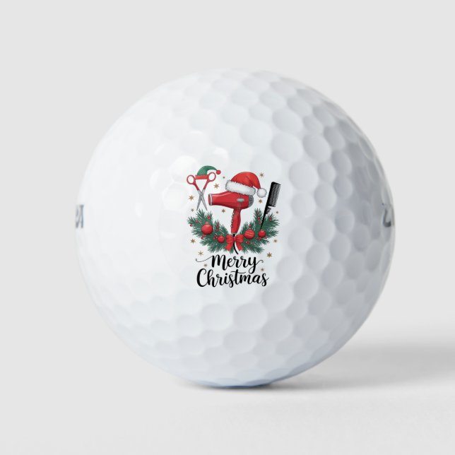 Balles De Golf Joyeux Noël coiffeur coiffeur Xmas coiffure (Devant)