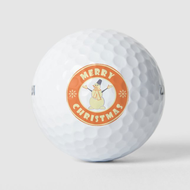 Balles De Golf Joyeux Noël heureux bonhomme de neige célèbre styl (Devant)
