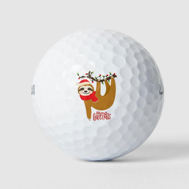 Balles De Golf Joyeux Noël Sloth mignonne Festivals Vacances (Devant)