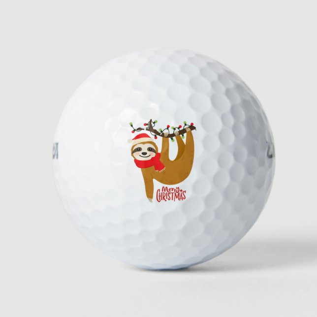 Balles De Golf Joyeux Noël Sloth | Vacances (Devant)