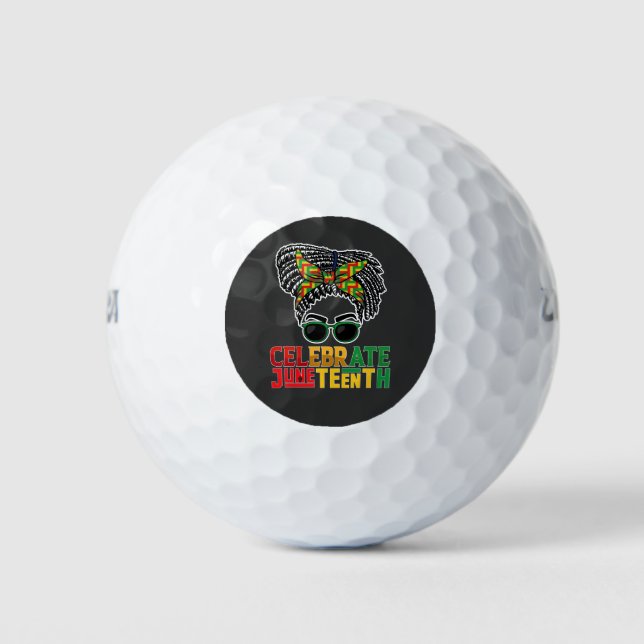 Balles De Golf JunetDix Messy Bun fête la liberté noire (Devant)