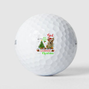 Balles De Golf Just A Girl Who Loves Corgis And Christmas Santa R
