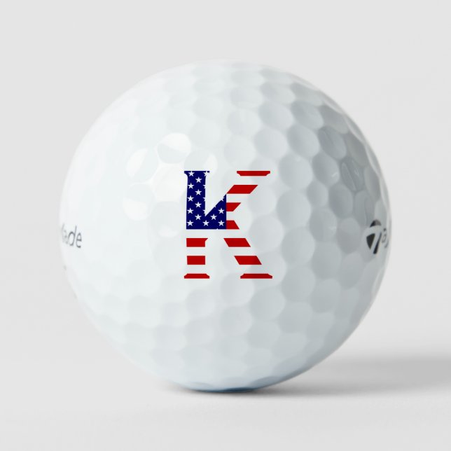 Balles De Golf K Monogramme superposé sur le drapeau américain tm (Recto)