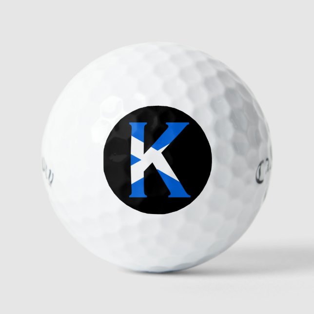 Balles De Golf K Monogramme superposé sur le drapeau écossais css (Recto)