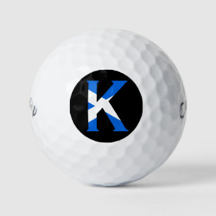 Balles De Golf K Monogramme superposé sur le drapeau écossais cwb