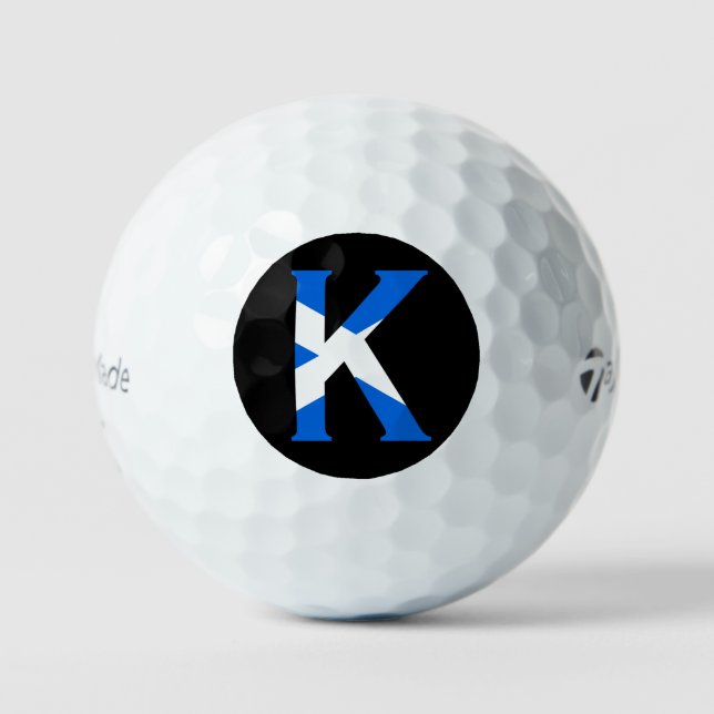 Balles De Golf K Monogramme superposé sur le drapeau écossais tmt (Recto)