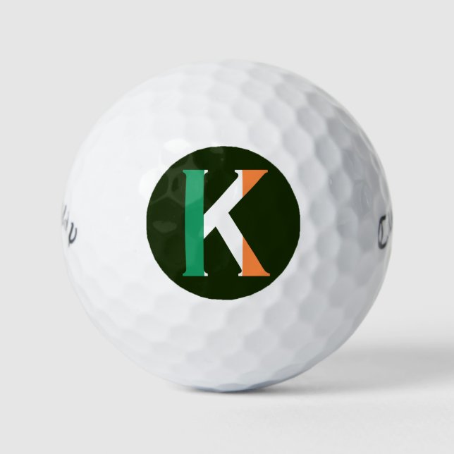 Balles De Golf K Monogramme superposé sur le drapeau irlandais cw (Devant)