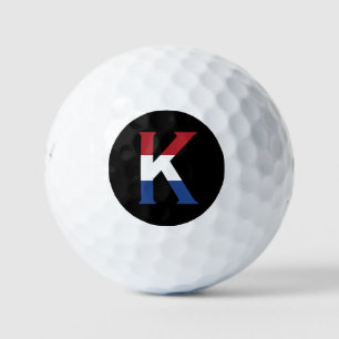 Balles De Golf K Monogramme superposé sur le drapeau NLD sur bk b