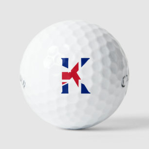 Balles De Golf K Monogramme superposé sur Union Jack Flag css gbc