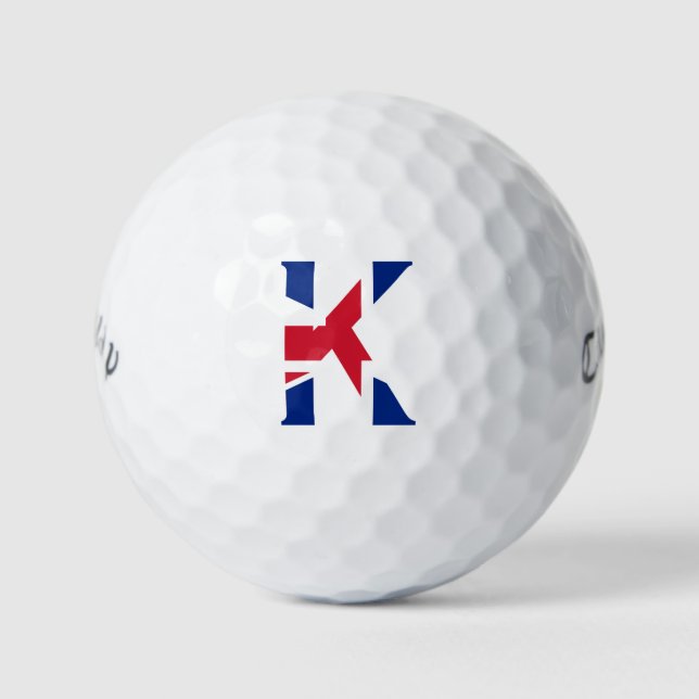 Balles De Golf K Monogramme superposé sur Union Jack Flag cwb gbc (Devant)