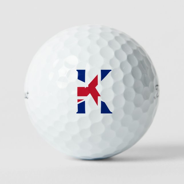 Balles De Golf K Monogramme superposé sur Union Jack Flag tpv1 gb (Recto)