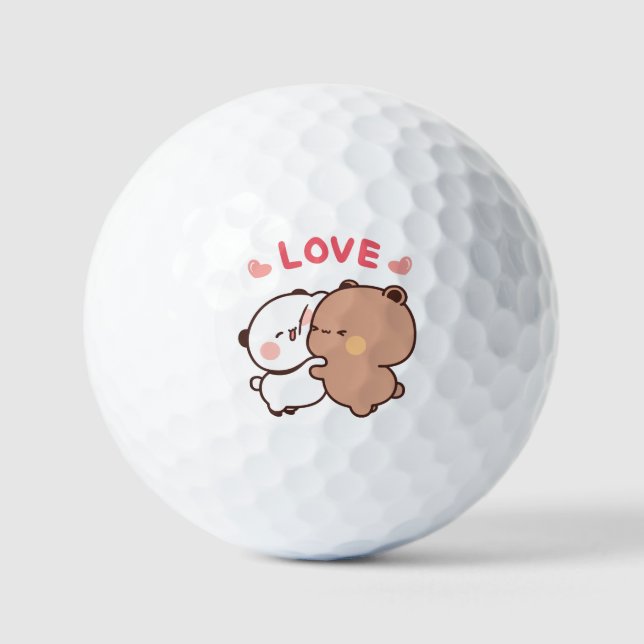 Balles De Golf Kawaii Panda Bear, couple Animaux Carte d'annivers (Recto)