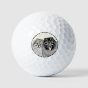 Balles De Golf Keeshond Maman et Son Peinture - Art Chien origina