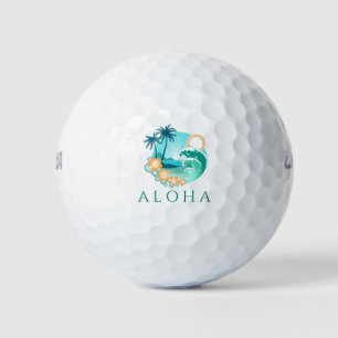 Balles De Golf La scène de l'île tropicale d'Aloha