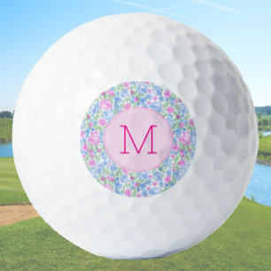 Balles De Golf Lady Golfer bleu rose Floral Preppy Custom Ladies