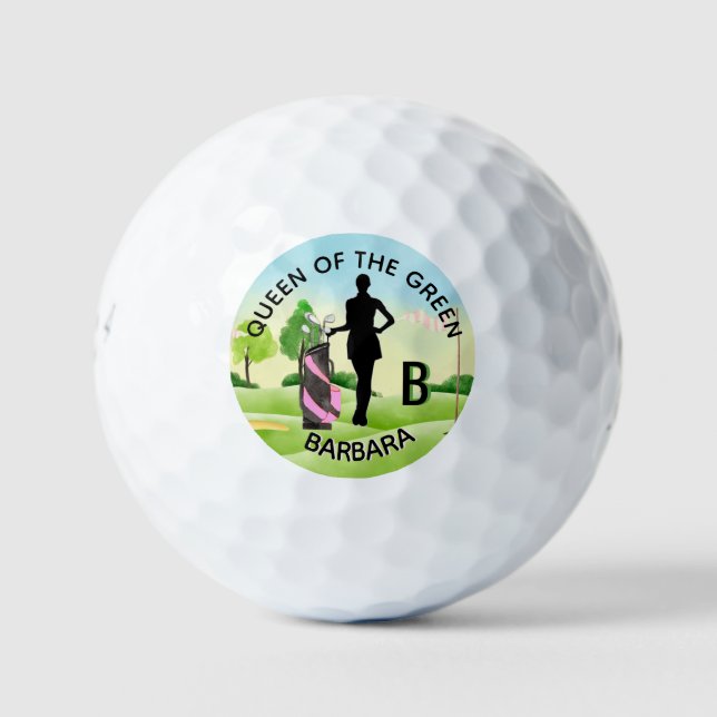 Balles De Golf Lady Golfer Golf Course Nom personnalisé Monogramm (Devant)