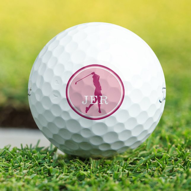 Balles De Golf Lady Golfer Sports Modernes Monogramme Golf Chic R (Lady Golfer Modern Sports Monogram Golf Chic Pink Golf Balls)