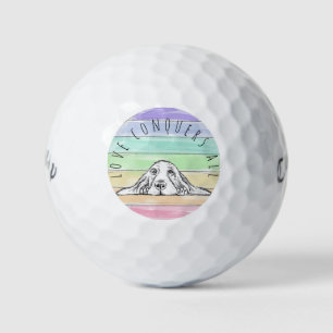 Balles De Golf l'amour conquiert tout chien arc-en-ciel basset ho