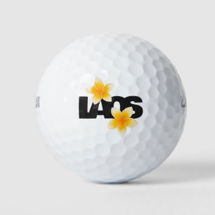 Balles De Golf Laos Amour Fleur de Frangipanier Jaune et Noir