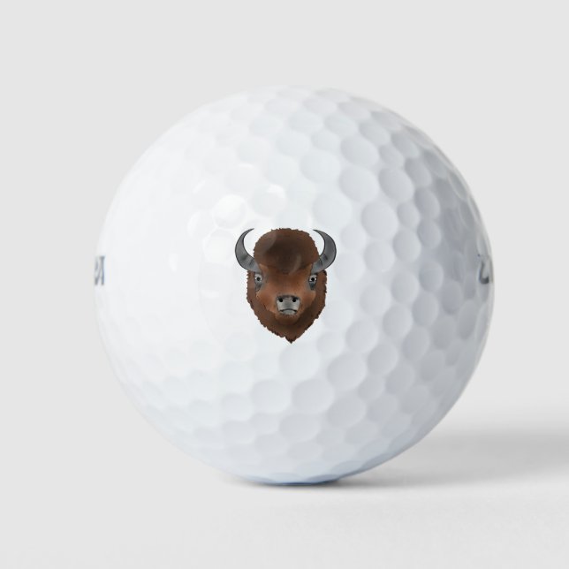 Balles De Golf L'art animal sauvage de la tête de bison (Devant)